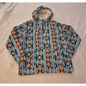 Ritzy Gypsy Aztec-Print Hooded Pullover Sweatshirt With Sherpa Lining M